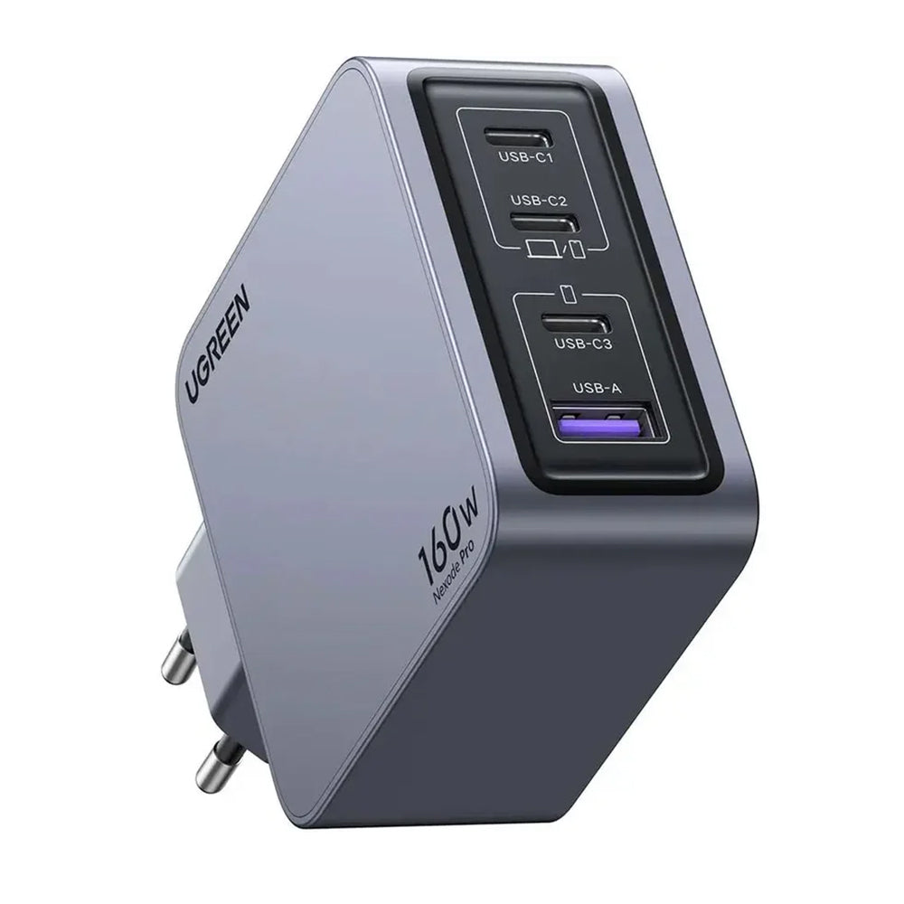 Ugreen - Wall Charger Nexode Pro X763 (25877) - with Type-C Cable, GaN, Fast Charge, USB, 3x Type-C, 160W, 3A, 1.5m - Gr