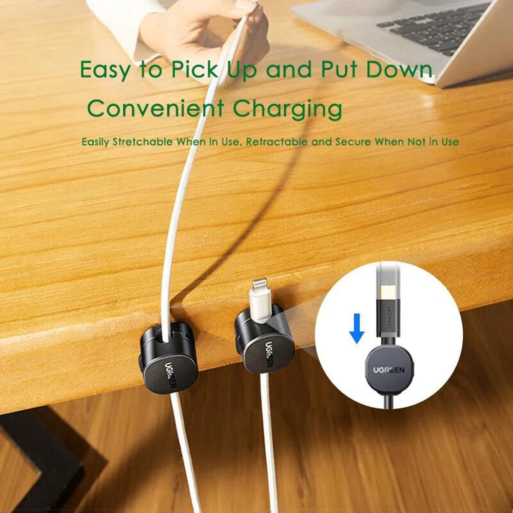 Ugreen - (3 pack) Cable Organizer LP886 (45797) - Magnetic, 1x Holder Clip, for Desk - Black