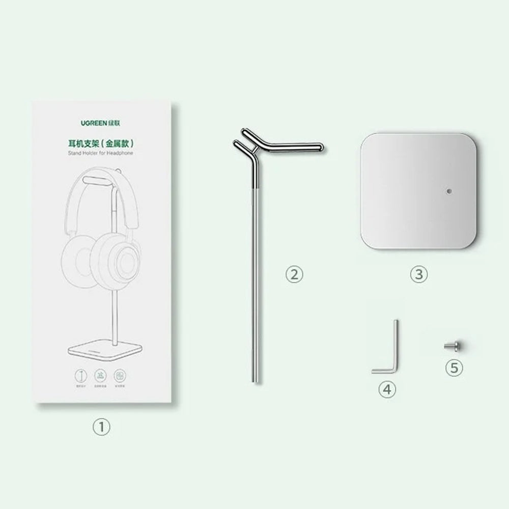 Ugreen - Holder LP143 (80701) - for Earphones, Aluminum Alloy - Silver
