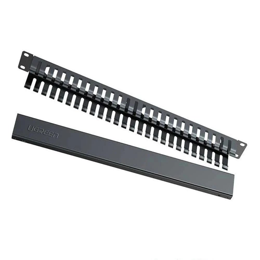 Ugreen - Cable Organizer NW128 (70424) - Panel with 24 Ports, Management System, Metal, Up to 19" - Black