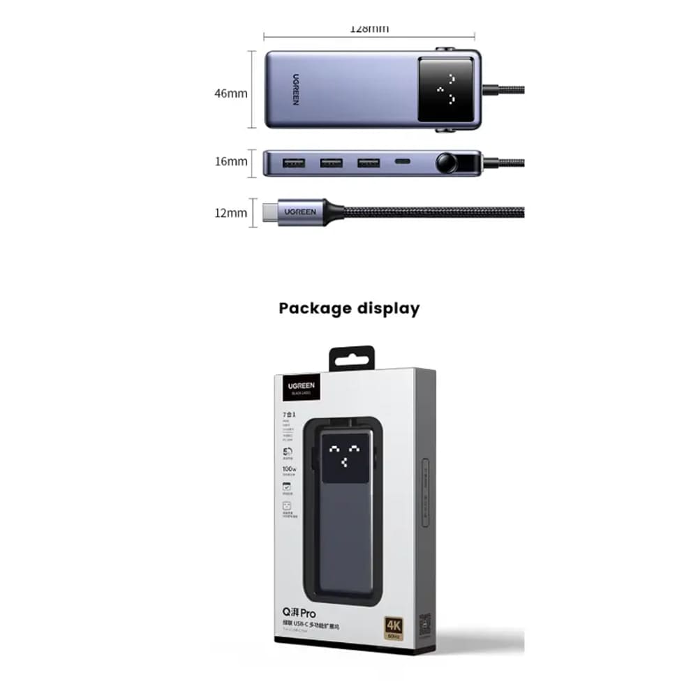 Ugreen - Docking Station CM888 (45155) - Type-C to 2x USB3.0, 1x USB2.0, 2x Type-C, 1x HDMI 4K, 1x RJ45 1000Mbps, PD100W