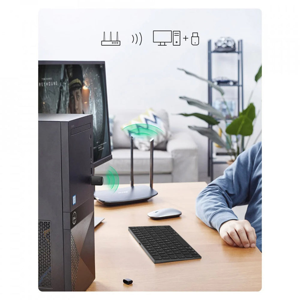 Ugreen - Wi-Fi Adapter CM448 (20204) - USB, 2.4Ghz/5Ghz, Built-in Single Antenna, Monitoring Mode Support - Black
