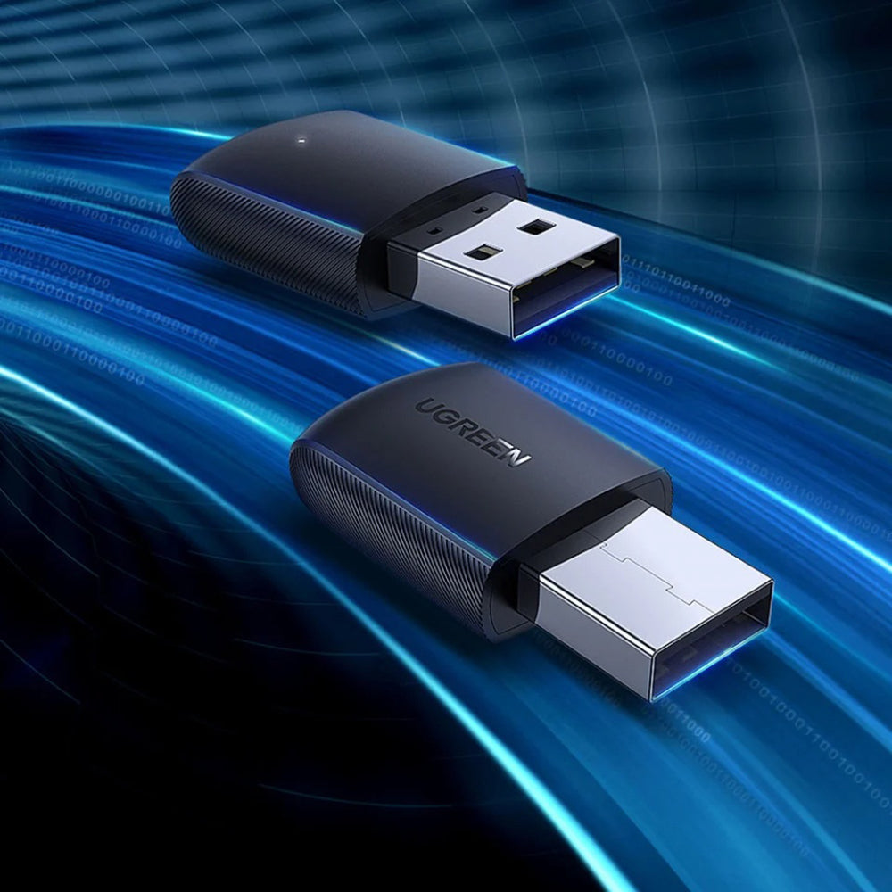 Ugreen - Wi-Fi Adapter CM448 (20204) - USB, 2.4Ghz/5Ghz, Built-in Single Antenna, Monitoring Mode Support - Black