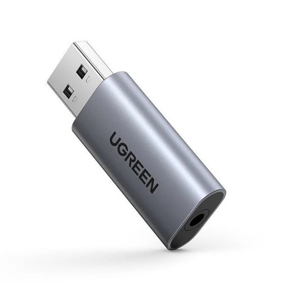 Ugreen - Audio Adapter CM383 (80864) - USB to Jack 3.5mm, Stereo, Plug & Play, Supports Listening & Speaking - Gray