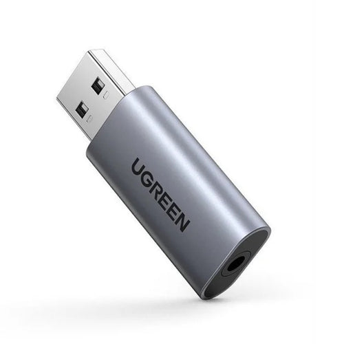 Ugreen - Audio Adapter CM383 (80864) - USB to Jack 3.5mm, Stereo, Plug & Play, Supports Listening & Speaking - Gray