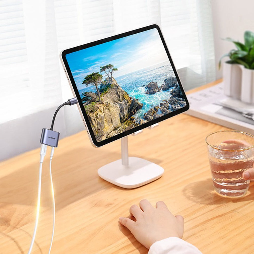 Ugreen - Audio Adapter CM231 (60164) - Type-C to Jack 3.5mm, USB-C, Stereo, Line Control, Microphone Input, PD30W - Grey