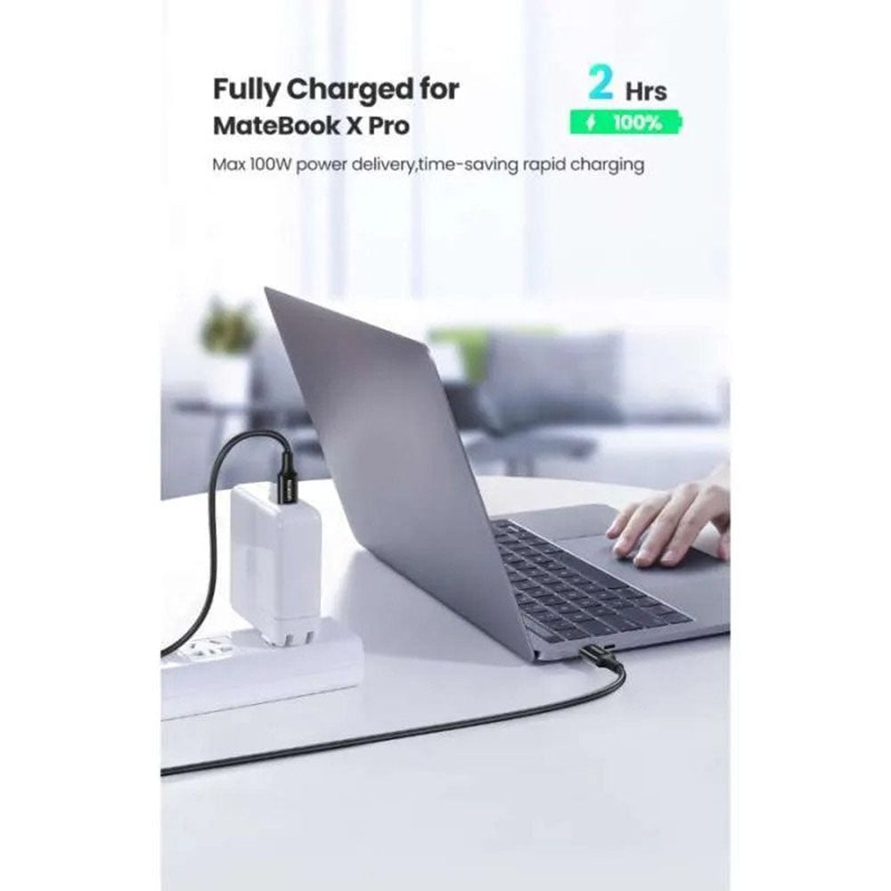 Ugreen - Data Cable L502 (65255) - USB-C to USB-C, 5A, 100W, 1m, Nylon - Titanium Gray