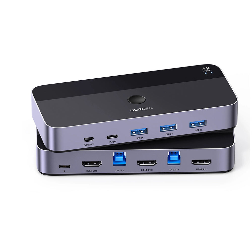 Ugreen Hub/Dock Ugreen KVM Switch CM664 (15707), 2x HDMI 4K@60Hz, 2x USB-B, Mini USB to HDMI, 3x USB, USB-C, 5Gbps, Supp