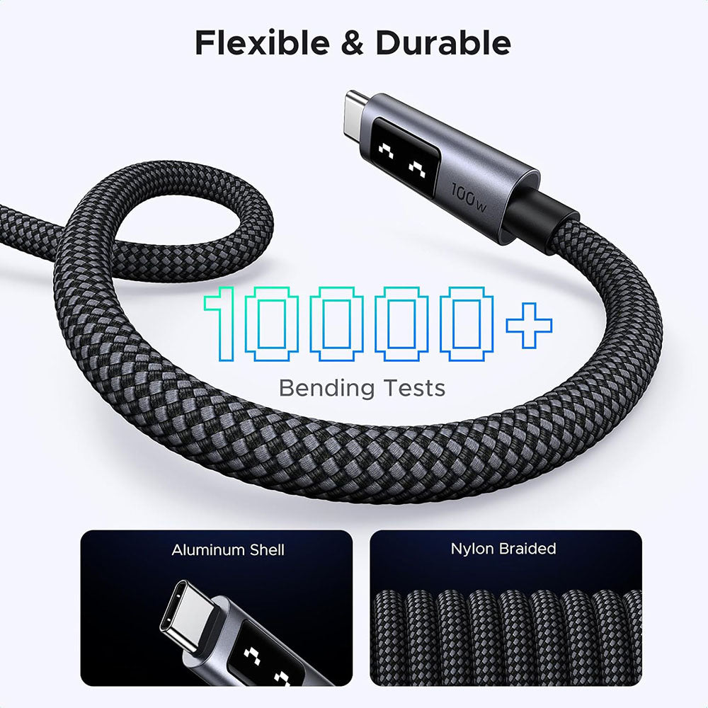Ugreen - Data Cable L509 (35512) - USB-C to USB-C, 5A, 100W, 2m, Nylon - Space Gray