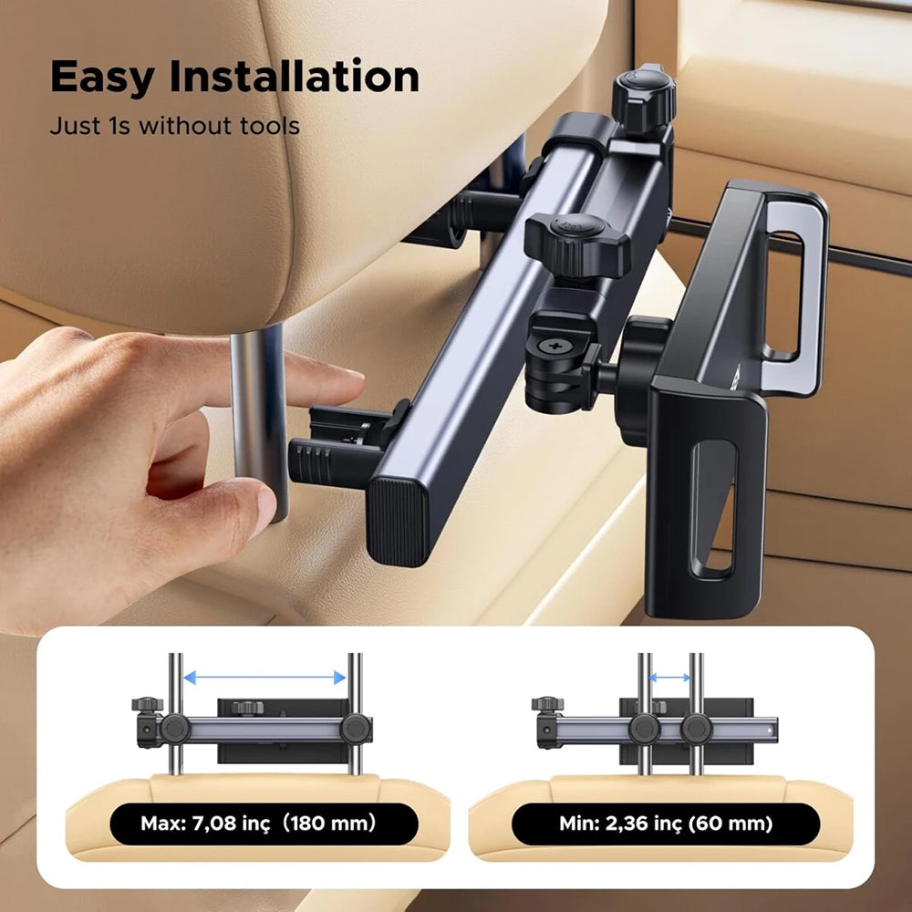 Ugreen - Car Holder LP904 (55443) - for Headrest, Dual Telescopic Arm, 360° Rotation, for Phone, Tablet up to 9.84" - Bl