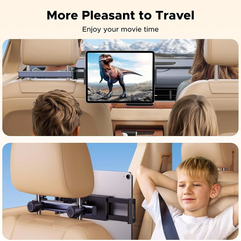 Ugreen - Car Holder LP904 (55443) - for Headrest, Dual Telescopic Arm, 360° Rotation, for Phone, Tablet up to 9.84" - Bl