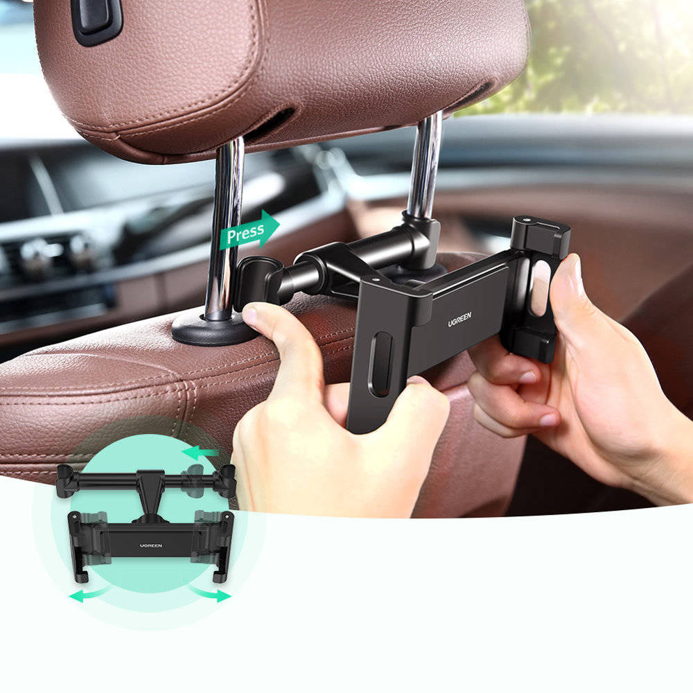 Ugreen - Car Holder LP160 (60108) - for Headrest, 360° Rotatable, Secure Grip, for Phone, Tablet 4.7" - 12.9" - Black