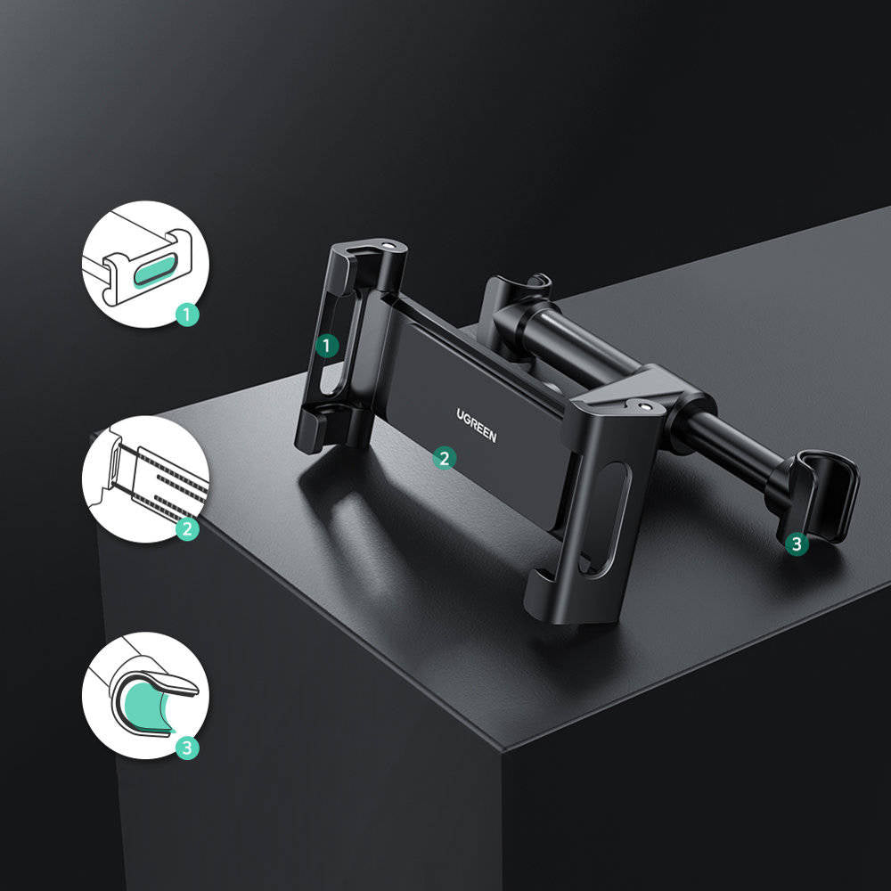 Ugreen - Car Holder LP160 (60108) - for Headrest, 360° Rotatable, Secure Grip, for Phone, Tablet 4.7" - 12.9" - Black