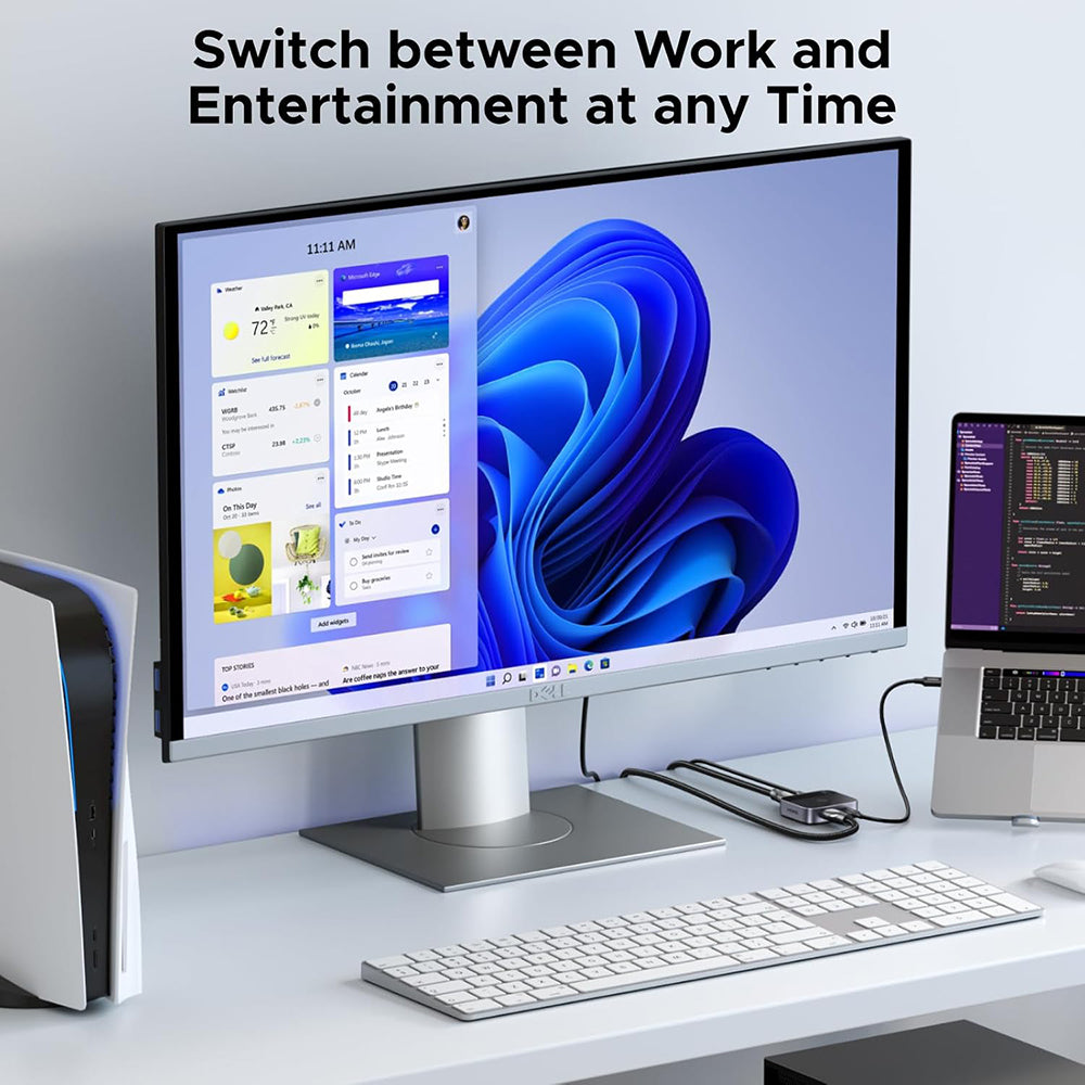 Ugreen - KVM Switch AW503 (55452) - HDMI to 2x Type-C, HDMI, 4K@60Hz, Aluminum - Grey