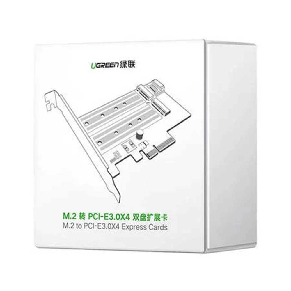 Ugreen - Expansion Card CM302 (70504) - M.2 SATA + M.2 NVMe to PCI-E X4, 32Gbps (PCI-E), 6Gbps (SATA) - Black