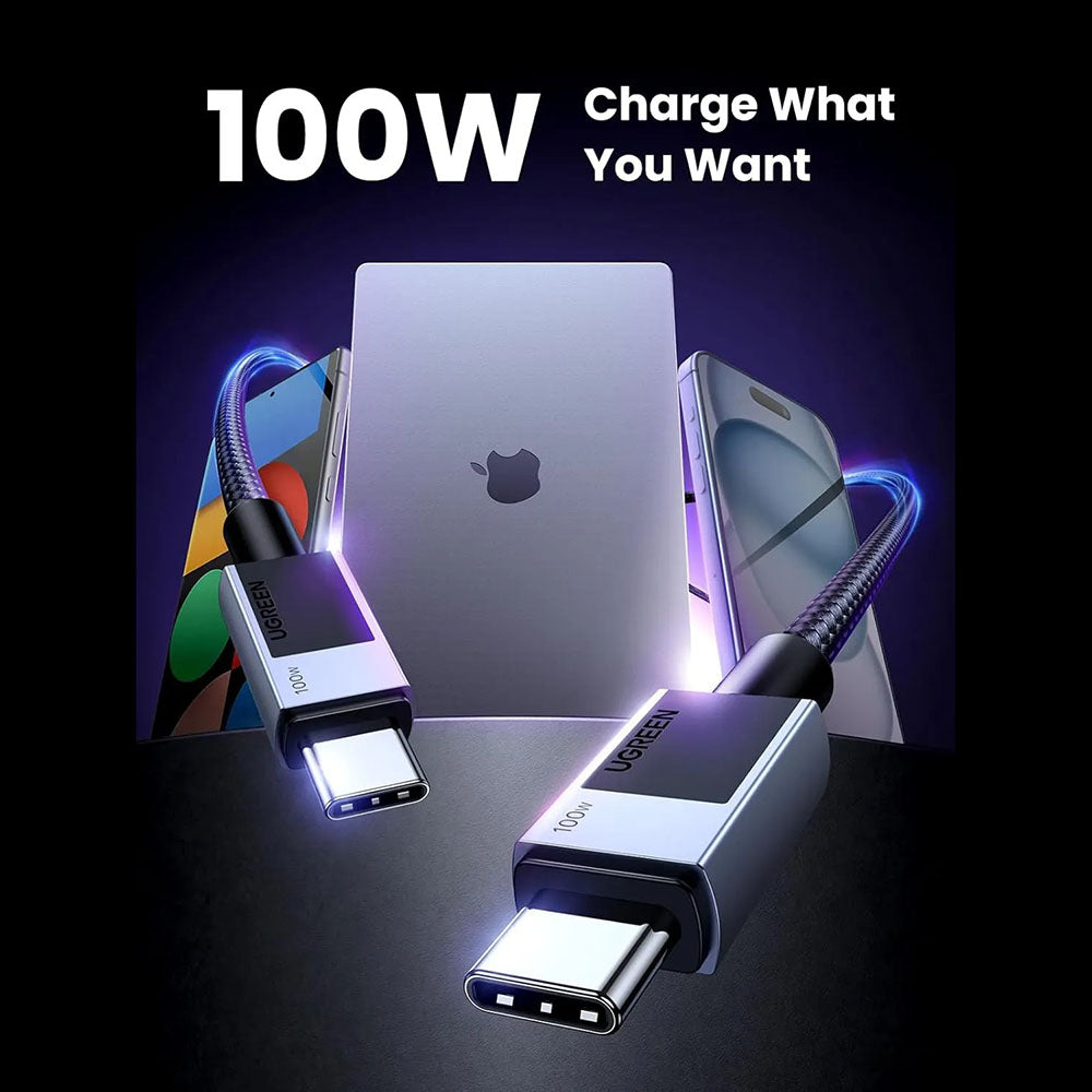 Ugreen Cablu Ugreen L512 (35985), USB-C to Type-C, Fast Charging, PD100W, 5A, 480Mbps, 0.5m, Gri Spatial – imagine 6