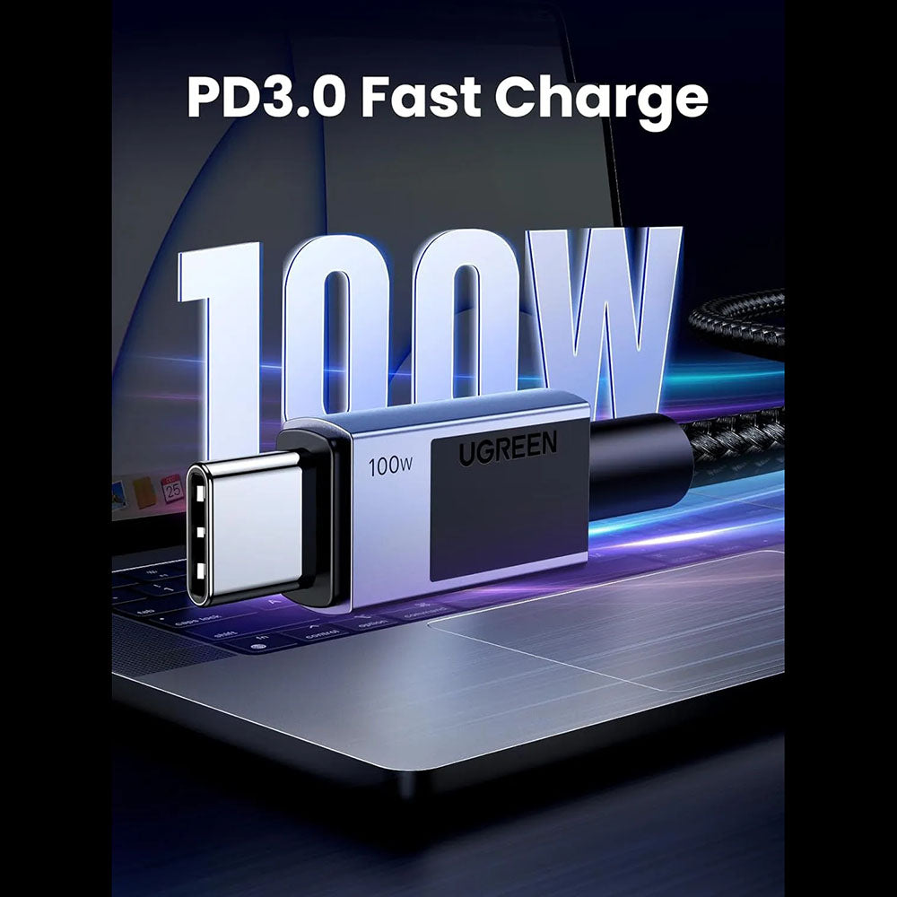 Ugreen Cablu Ugreen L512 (35985), USB-C to Type-C, Fast Charging, PD100W, 5A, 480Mbps, 0.5m, Gri Spatial – imagine 7
