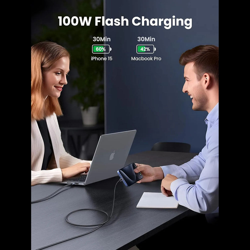 Ugreen - Data Cable L512 (45065) - USB-C to Type-C, Fast Charging, PD100W, 5A, 480Mbps, 3m - Space Gray