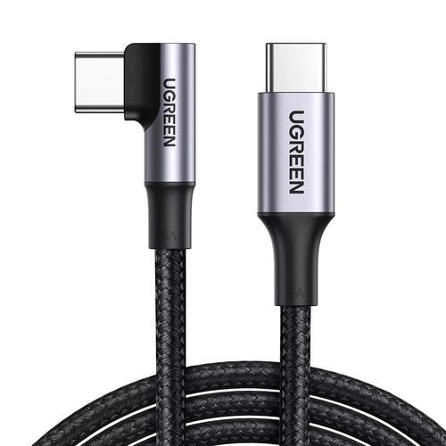 Ugreen - Data Cable US334 (70643) - USB-C to USB-C 90 Degree Cable, Fast Charging 5A, 100W, 1m, Nylon - Space Gray