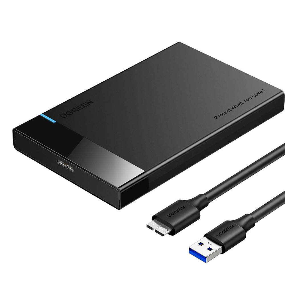 Ugreen - Hard Drive Enclosure US221 (30848) - USB to Micro-B Cable Included, HDD/SSD Rack, SATA, 5Gbps - Black