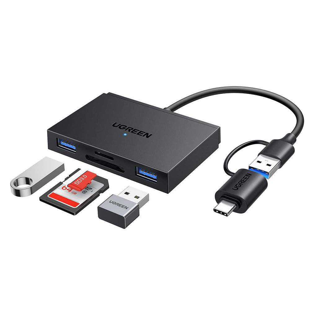 Ugreen - Card Reader CM812 (45167) - Type-C/USB to 2x USB, SD/TF Card, 5Gbps, 2TB, - Black