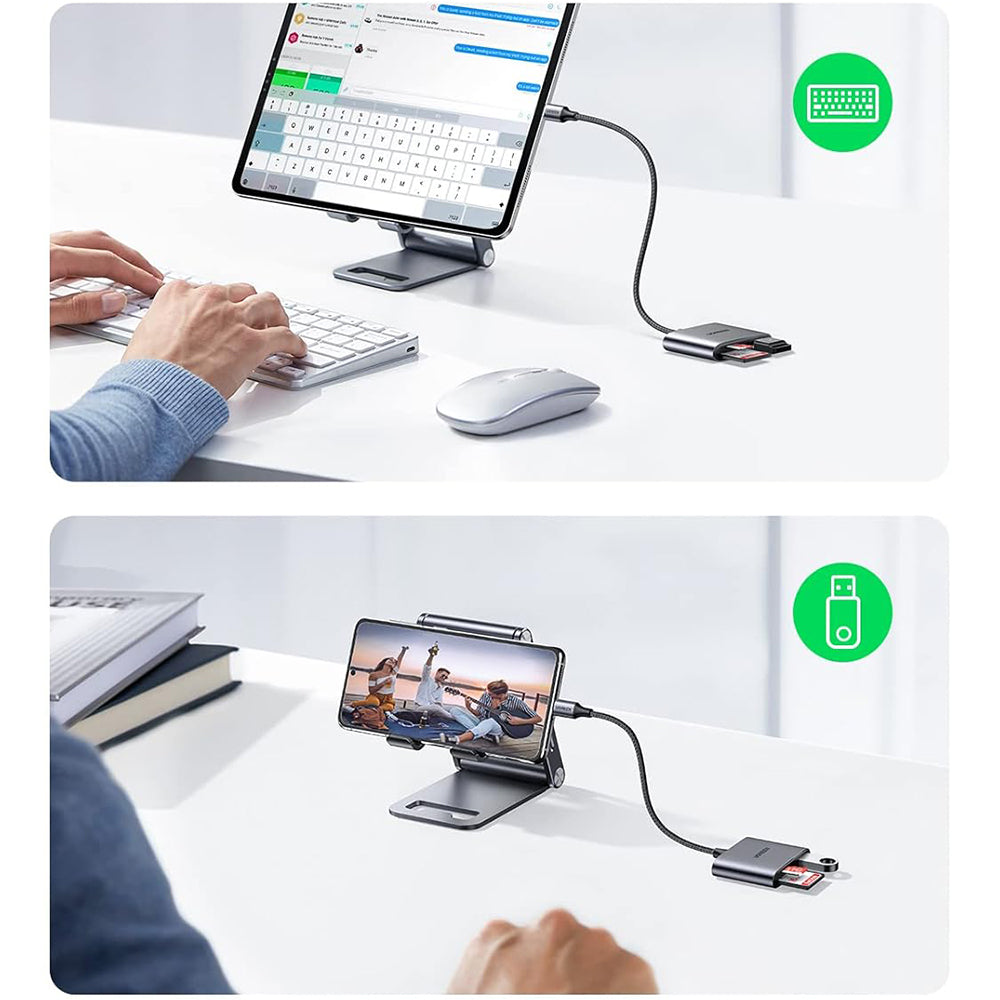 Ugreen - Card Reader CM387 (80798) - Type-C to USB, TF/SD Card, Plug&Play, 2TB - Grey – imagine 2