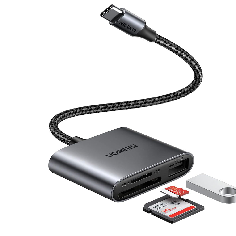 Ugreen - Card Reader CM387 (80798) - Type-C to USB, TF/SD Card, Plug&Play, 2TB - Grey