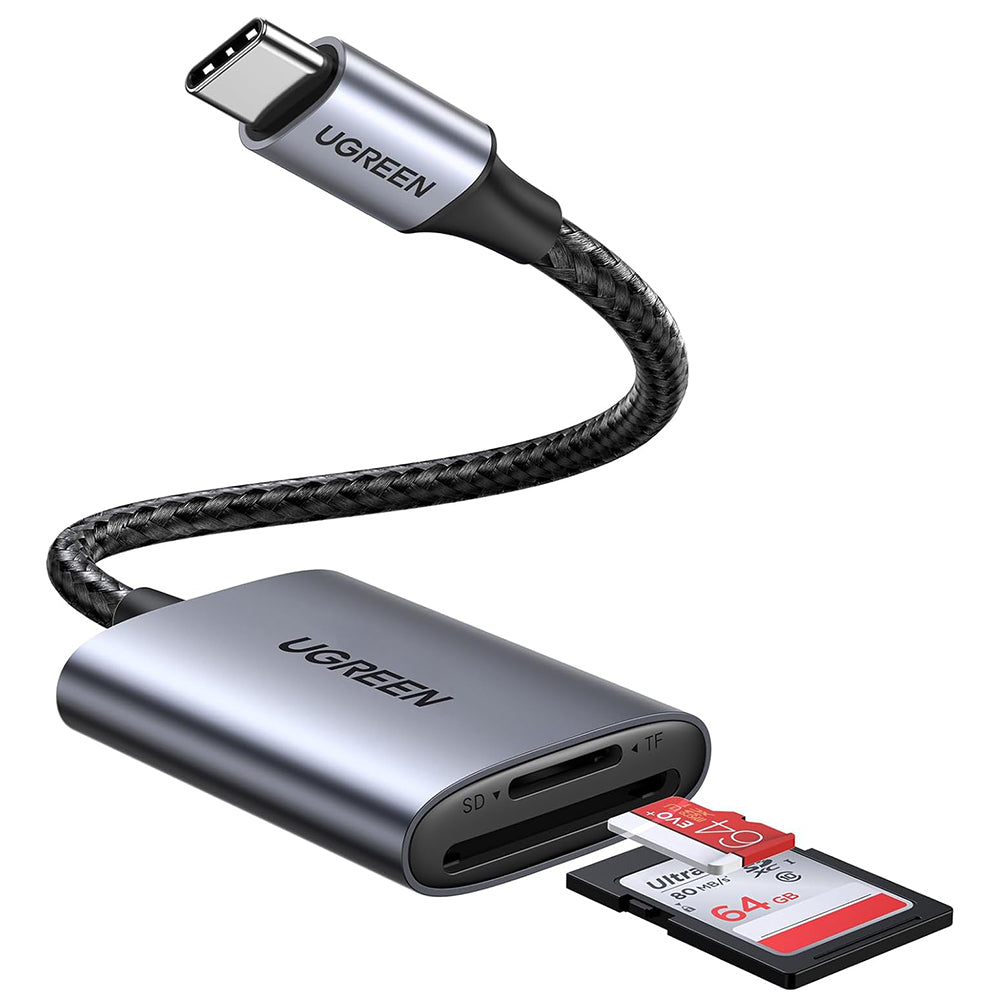 Ugreen - Card Reader CM401 (80888) - Type-C to TF/SD Card, 5Gbps, 2TB, 15cm Cable - Grey