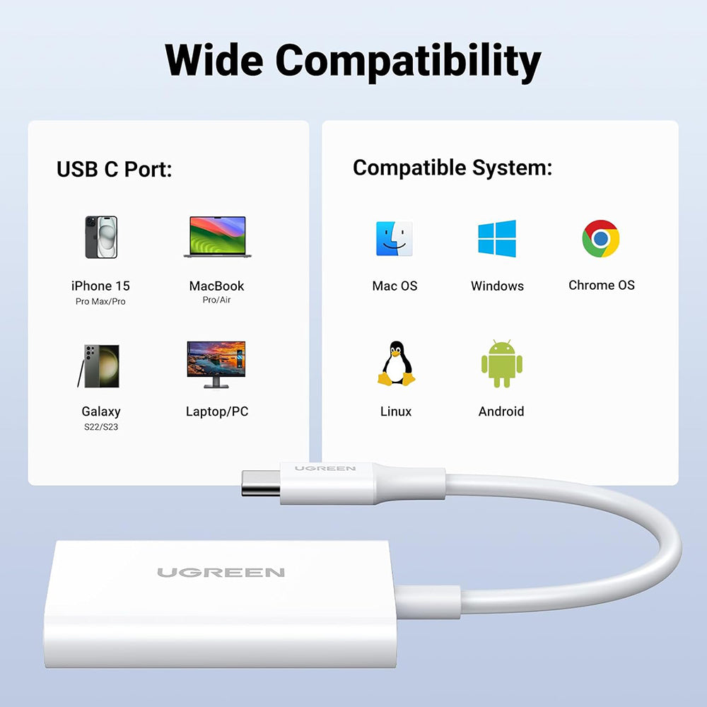 Cititor de Carduri Type-C la TF/SD Card, Plug&Play, 170MB/s - Ugreen M265 (35506) - White