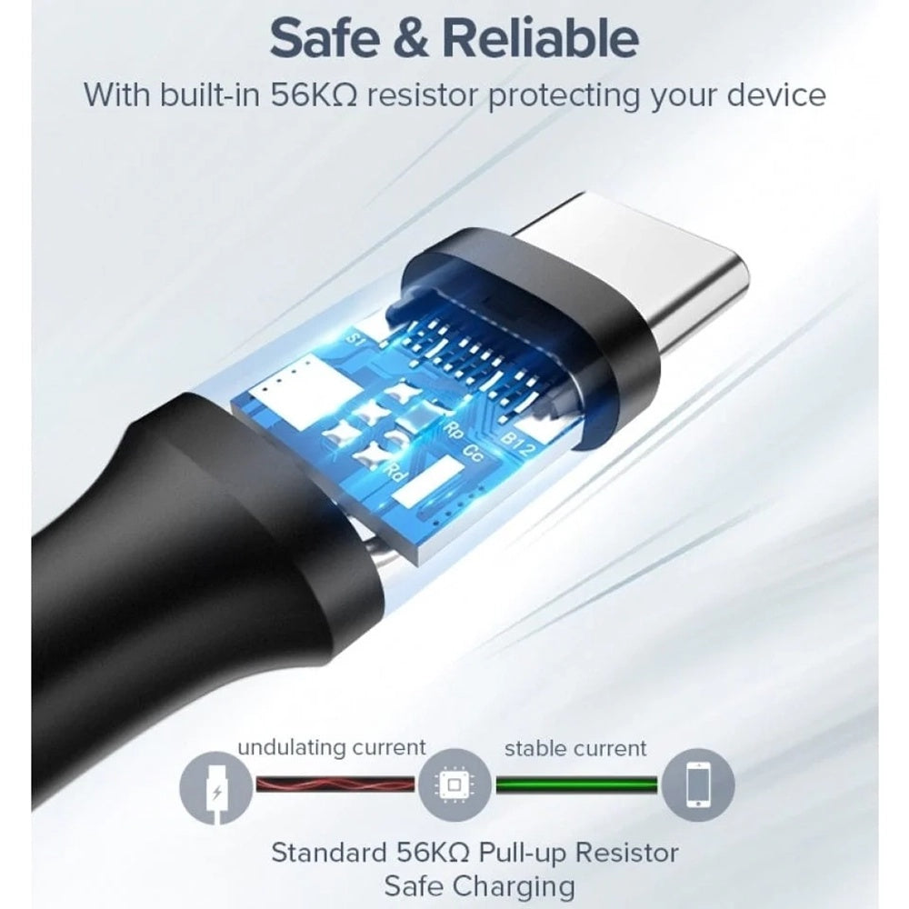 Ugreen - Data Cable US287 (60116) - USB to Type-C, 3A, 18W, 1m - Black