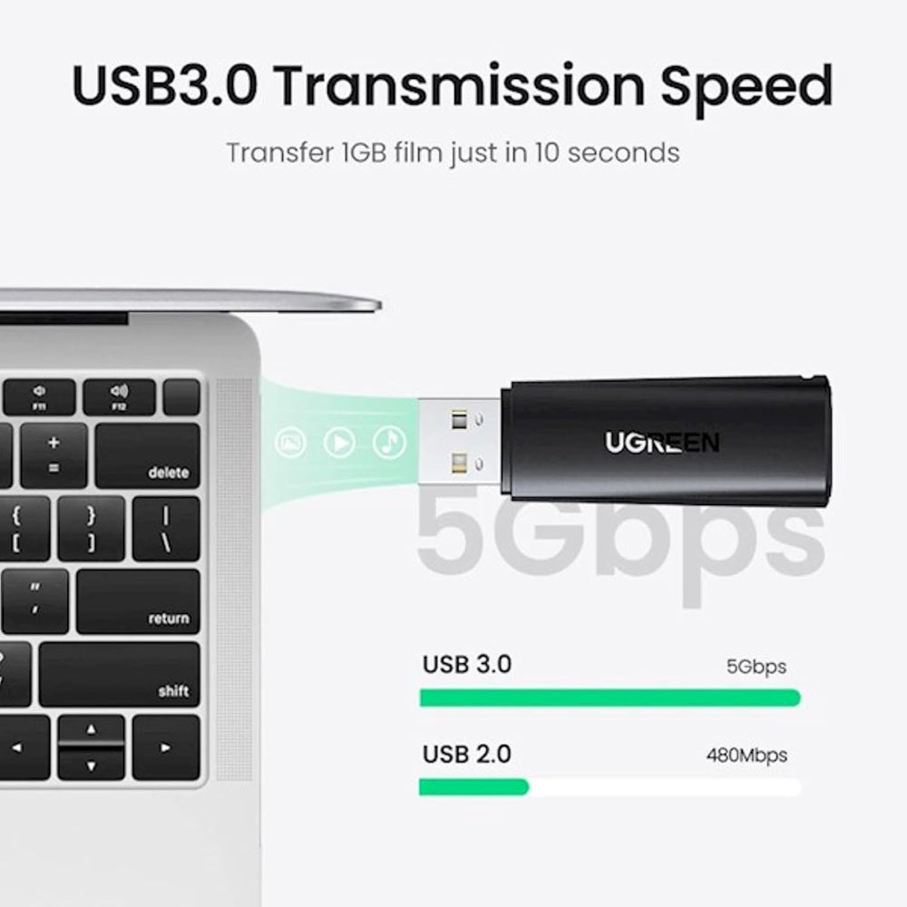 Ugreen - Card Reader CM264 (60722) - USB to SD/TF Card, 5Gbps, 512GB, Plug&Play - Black – imagine 2