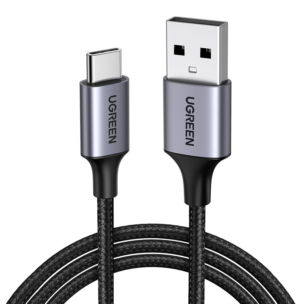 Ugreen - Data Cable US288 (60128) - USB to Type-C, Fast Charging, 3A, 18W, 480Mbps, Nylon Braided, 2m - Space Gray