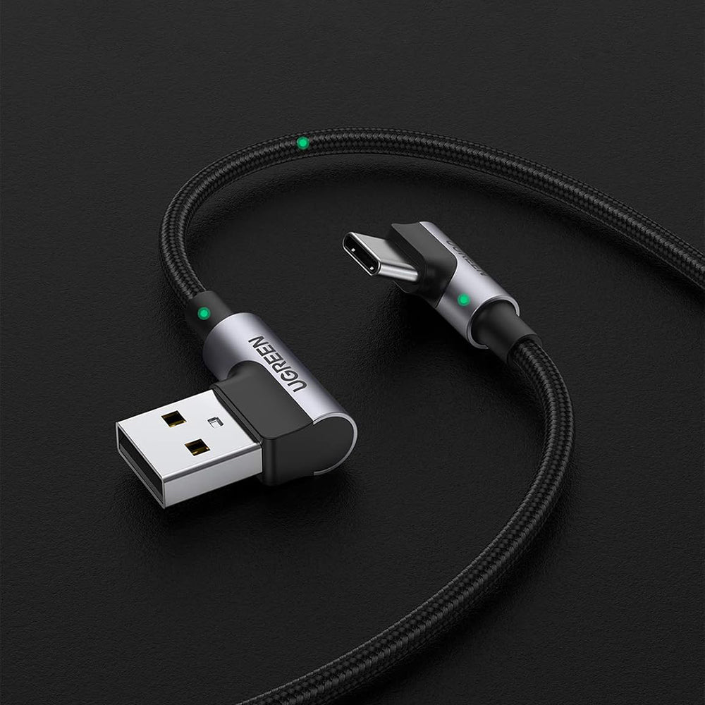 Cablu Ugreen Right Angle US176 (20856), USB-C, 3A, 1m, Gri