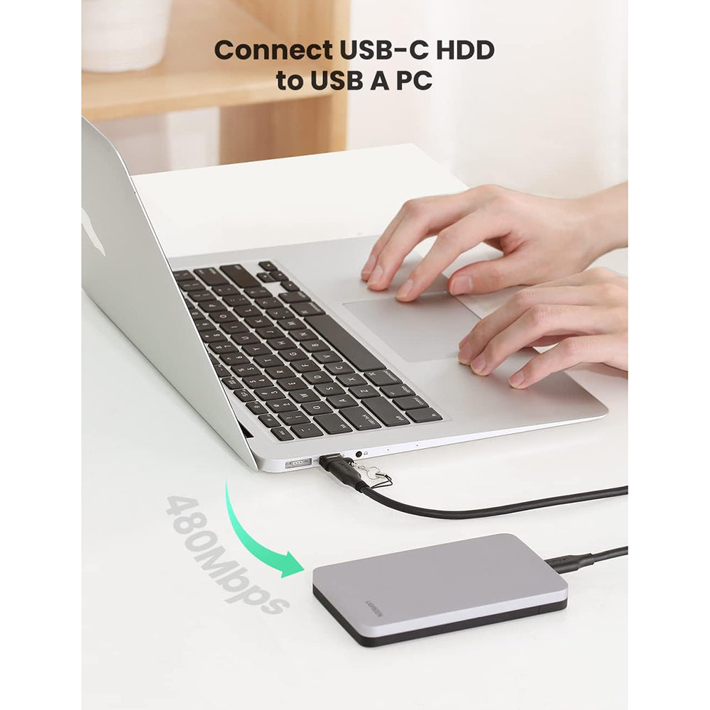 Ugreen - Adapter US280 (50568) - USB to USB-C, Sync & Charge, Lanyard, 480Mbps - Black