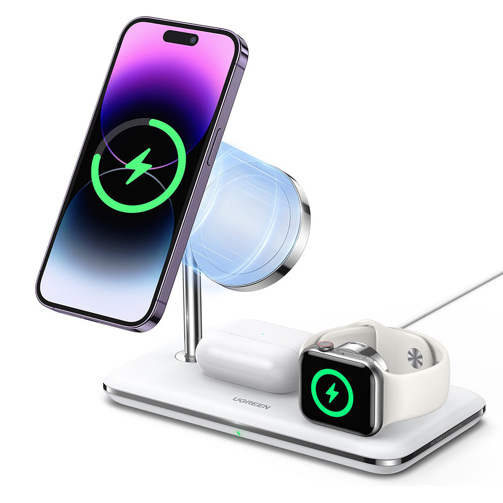 Ugreen - Wireless Charging Station CD278 (90326) - for iPhone, Apple Watch, AirPods, Qi2, 25W, MFi Certified - White