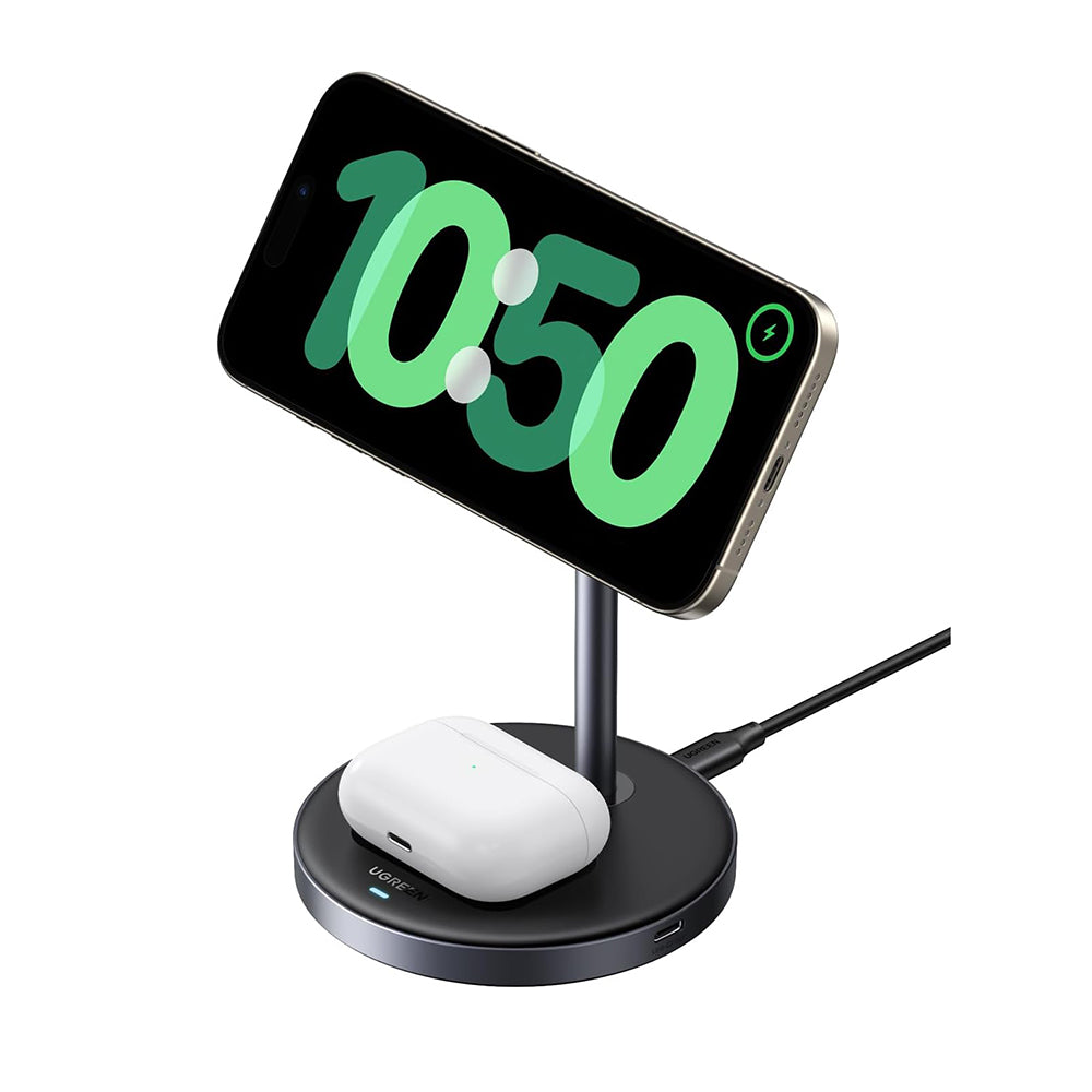 Ugreen - Wireless Charger W710 (45382) - MagSafe-Compatible, for iPhone, AirPods, with Type-C Cable, Qi2, 20W - Black