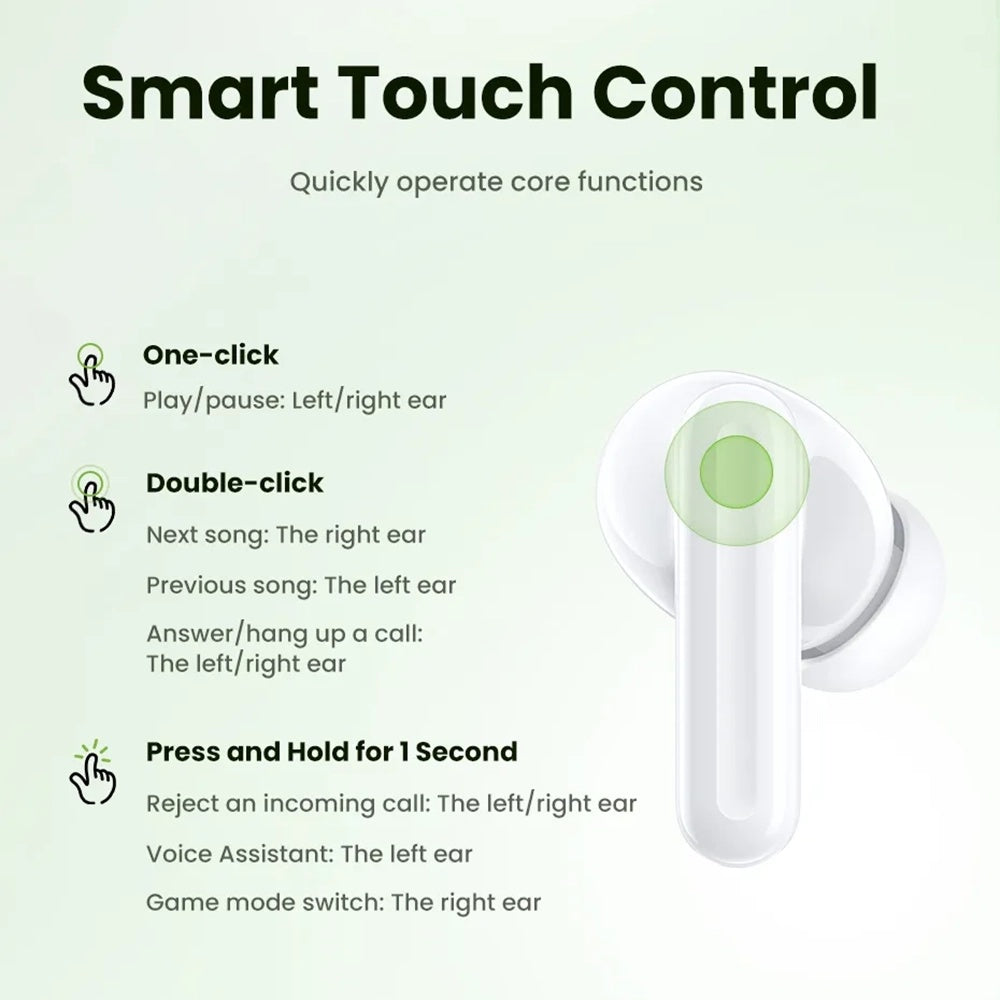 Ugreen - Wireless Earbuds HiTune P3 WS207 (45110) - Bluetooth 5.4, TWS, Type-C, 400mAh - White