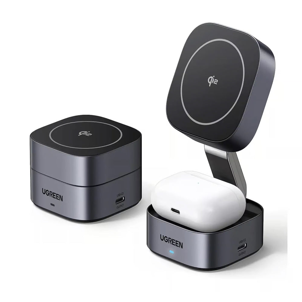 Ugreen - Wireless Charging Station W702 (35316) - with Cable, MagSafe, for iPhone, AirPods, USB-C, Foldable, 15W, 1m - B