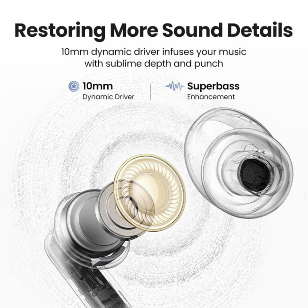 Ugreen - Wireless Earbuds HiTune T3 Pro WS206 (35725) - Bluetooth 5.4, Active Noise-Cancelling, 400mAh - White
