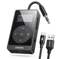 Ugreen - Transmitter Audio Adapter BT503 (45492) - Type-C, Jack 3.5mm, Bluetooth 5.3, Hi-Res, OLED Display, 300mAh - Bla