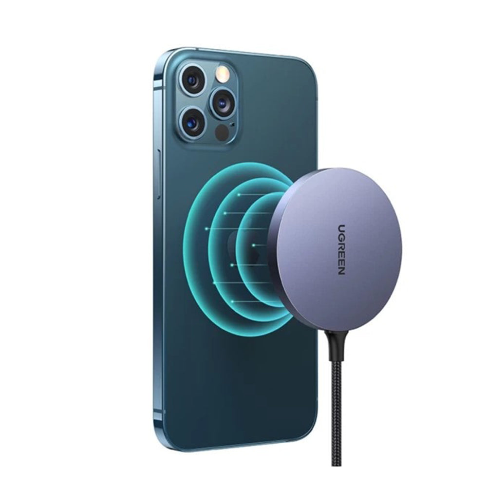 Ugreen - Wireless Charger CD245 (30233) - Qi, 15W, MagSafe, Aluminum Alloy, Strong Magnets, USB-C Cable Included, 1.5m -