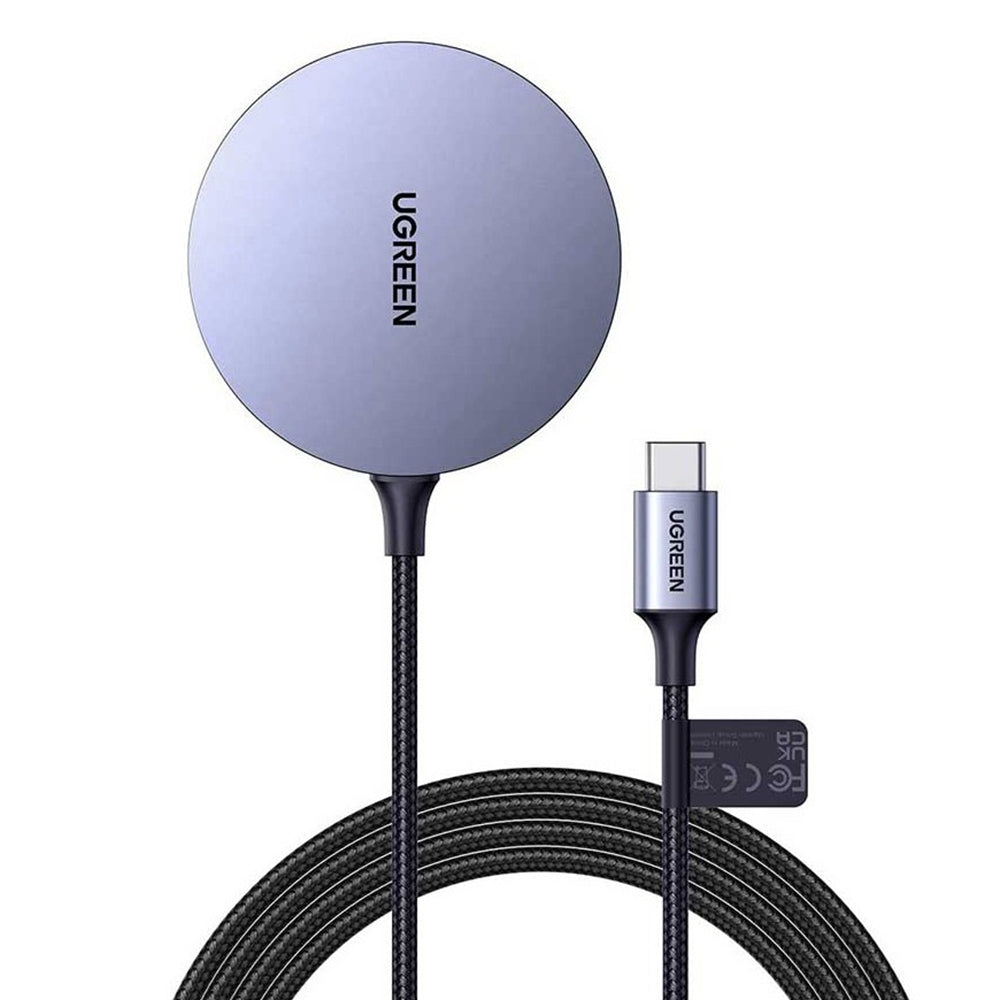 Ugreen - Wireless Charger CD245 (30233) - Qi, 15W, MagSafe, Aluminum Alloy, Strong Magnets, USB-C Cable Included, 1.5m -