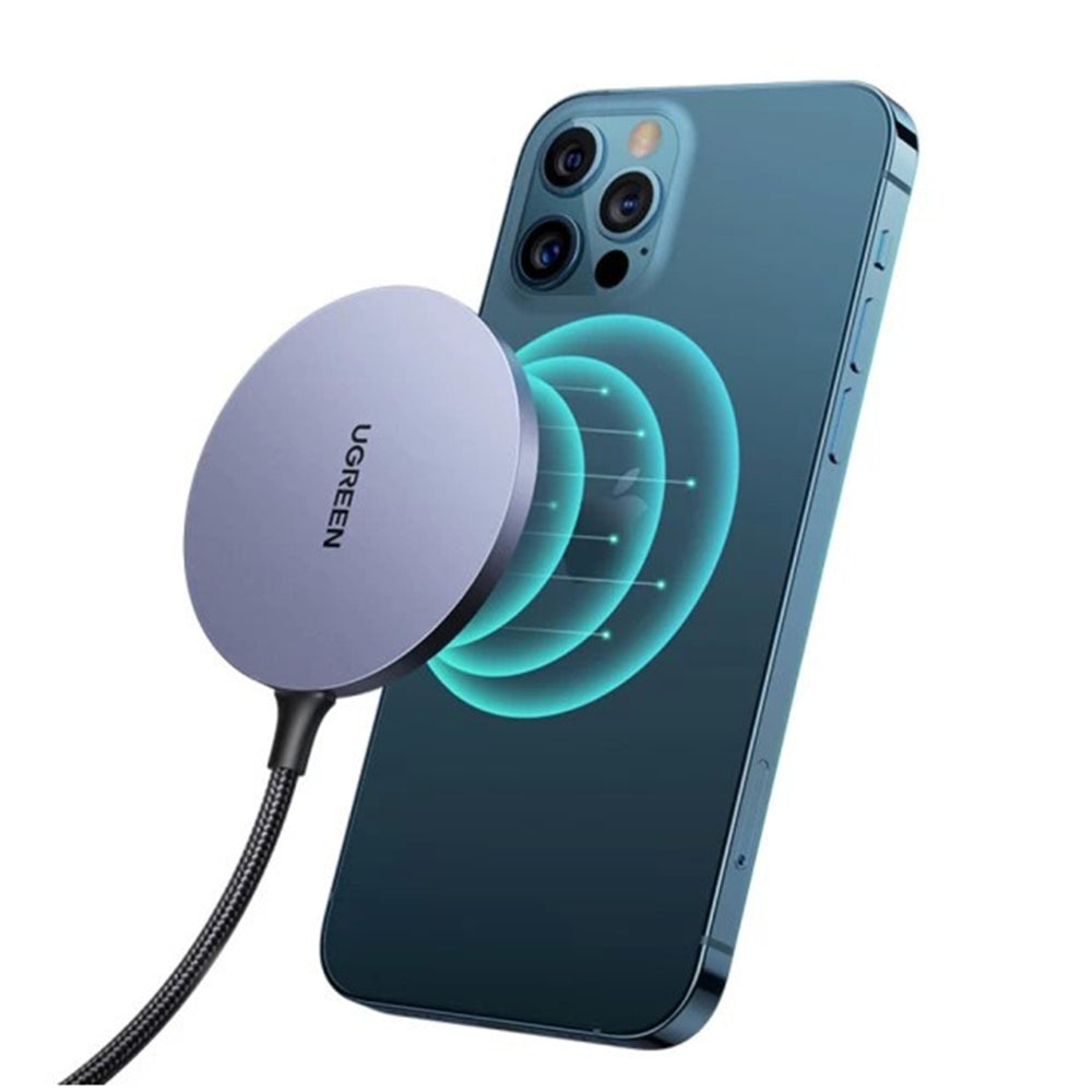 Ugreen - Wireless Charger CD245 (30233) - Qi, 15W, MagSafe, Aluminum Alloy, Strong Magnets, USB-C Cable Included, 1.5m -