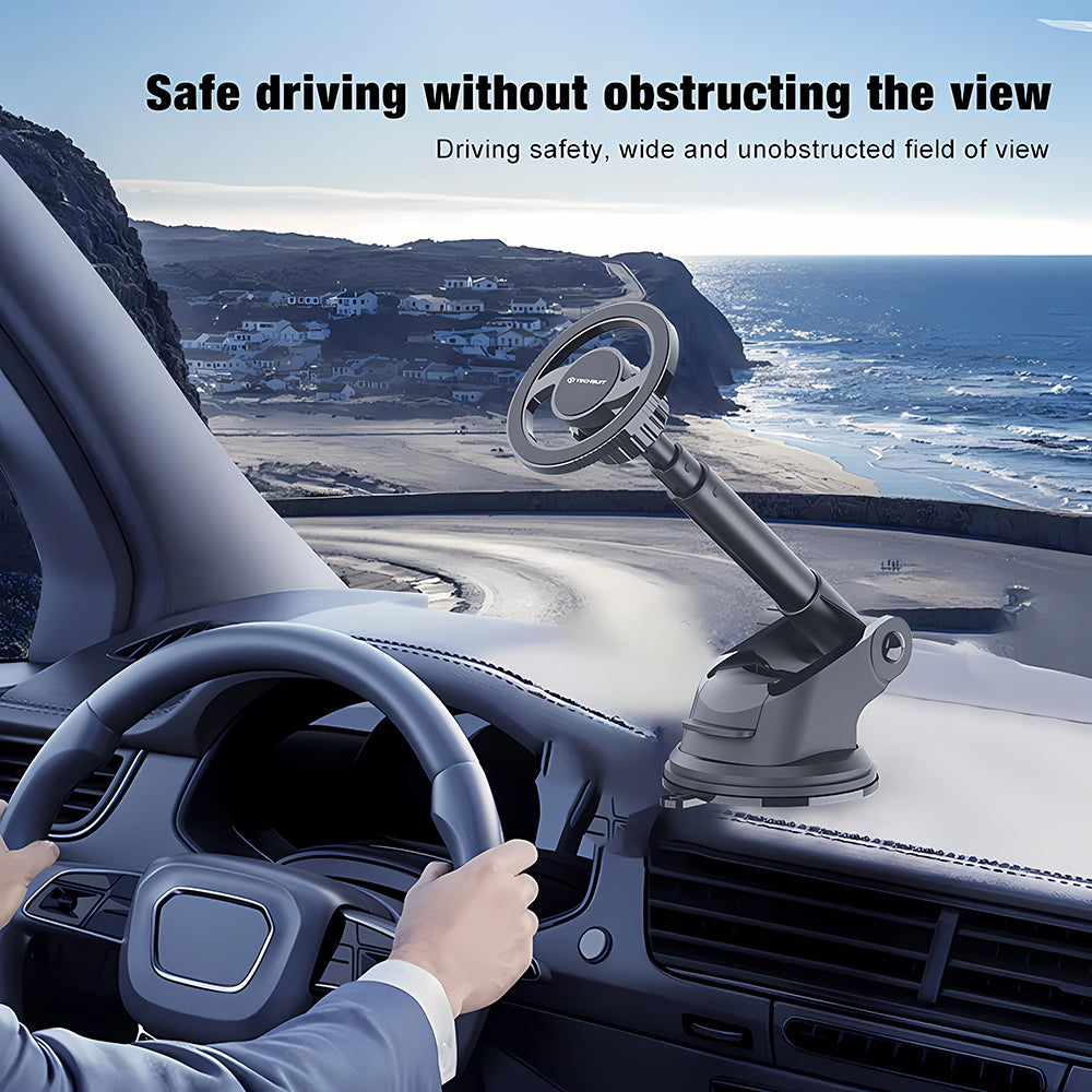 Techsuit - Car Holder MagProX (S12) - for Dashboard, MagSafe Compatible, 360° Rotation, Suction Cup Mounting Base - Blac