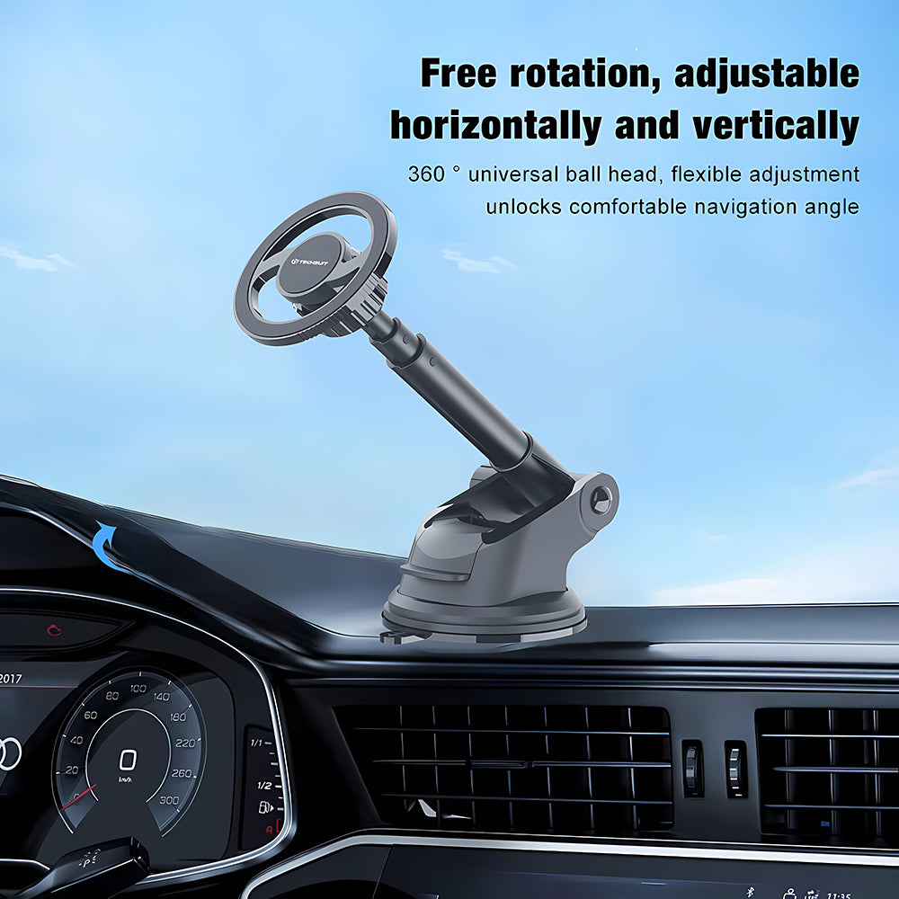 Techsuit - Car Holder MagProX (S12) - for Dashboard, MagSafe Compatible, 360° Rotation, Suction Cup Mounting Base - Blac
