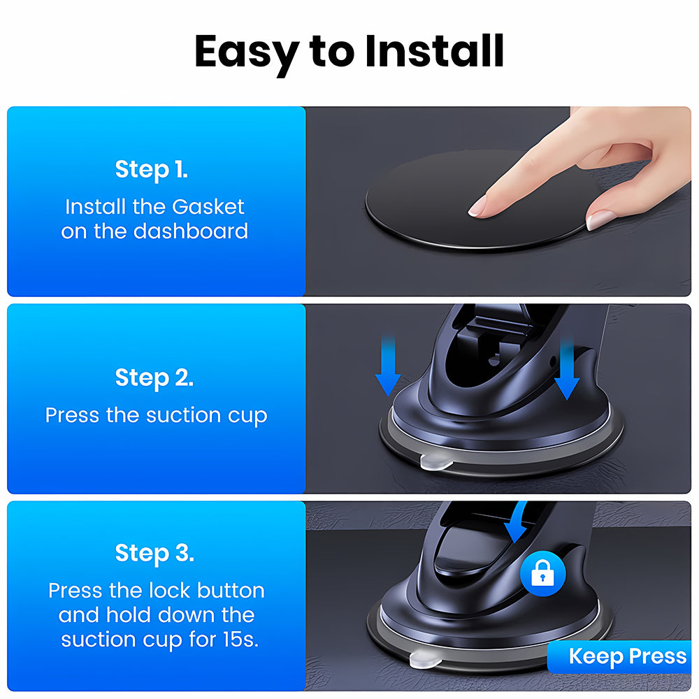 Techsuit - Car Holder MagProX (S12) - for Dashboard, MagSafe Compatible, 360° Rotation, Suction Cup Mounting Base - Blac