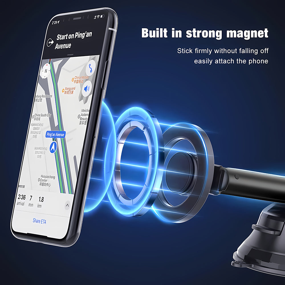 Techsuit - Car Holder MagProX (S12) - for Dashboard, MagSafe Compatible, 360° Rotation, Suction Cup Mounting Base - Blac