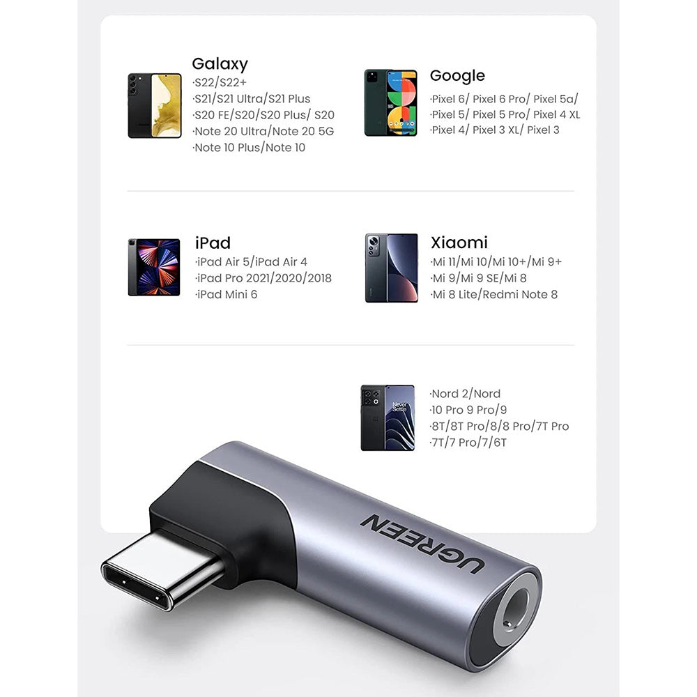 Ugreen - Audio Adapter CM460 (20194) - Type-C to 3.5mm Jack, DAC Chip, Aluminum - Grey