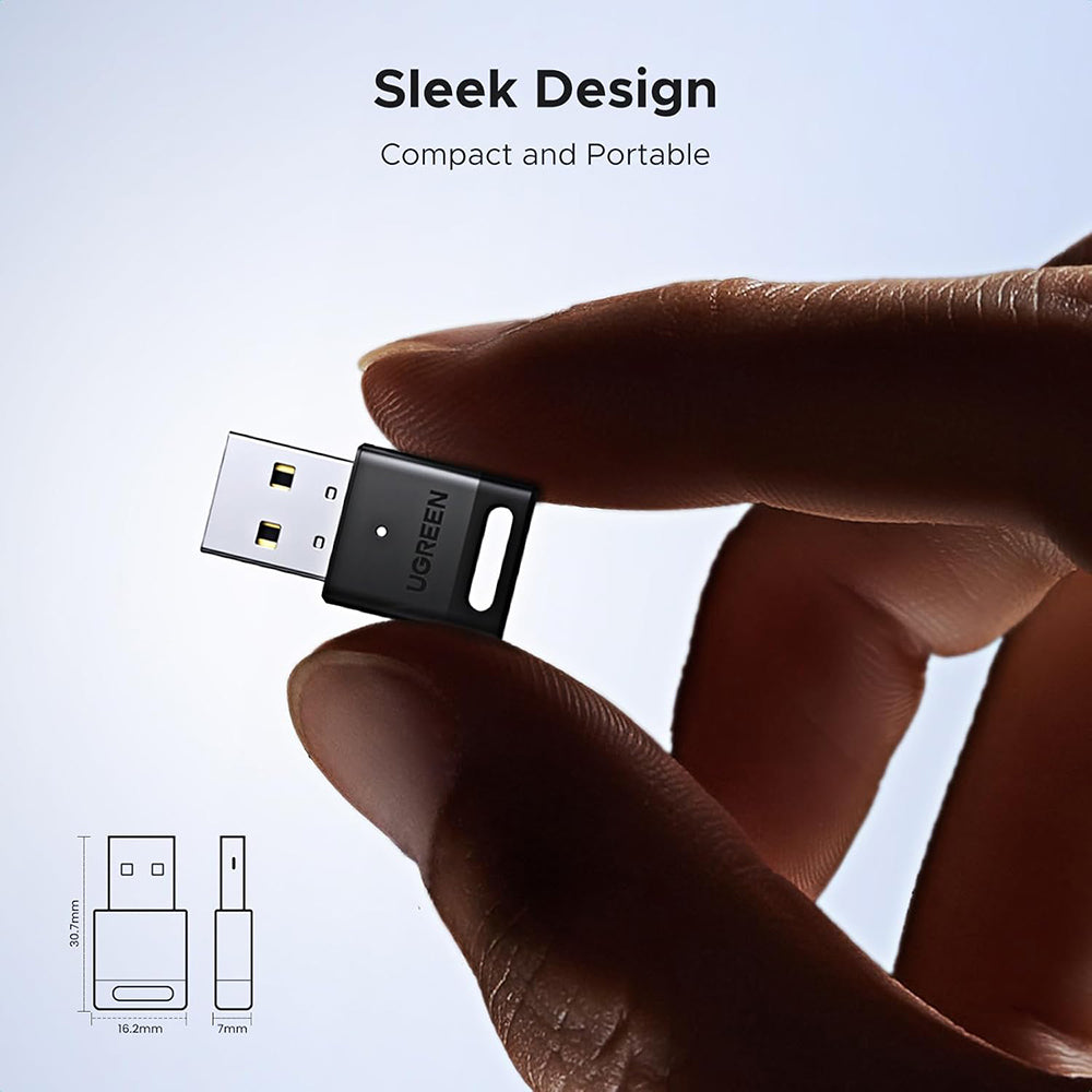 Ugreen - Wireless Adapter CM748 (45134) - USB Bluetooth 5.4, Plug and Play, High-Fidelity Audio, Compact Size - Black