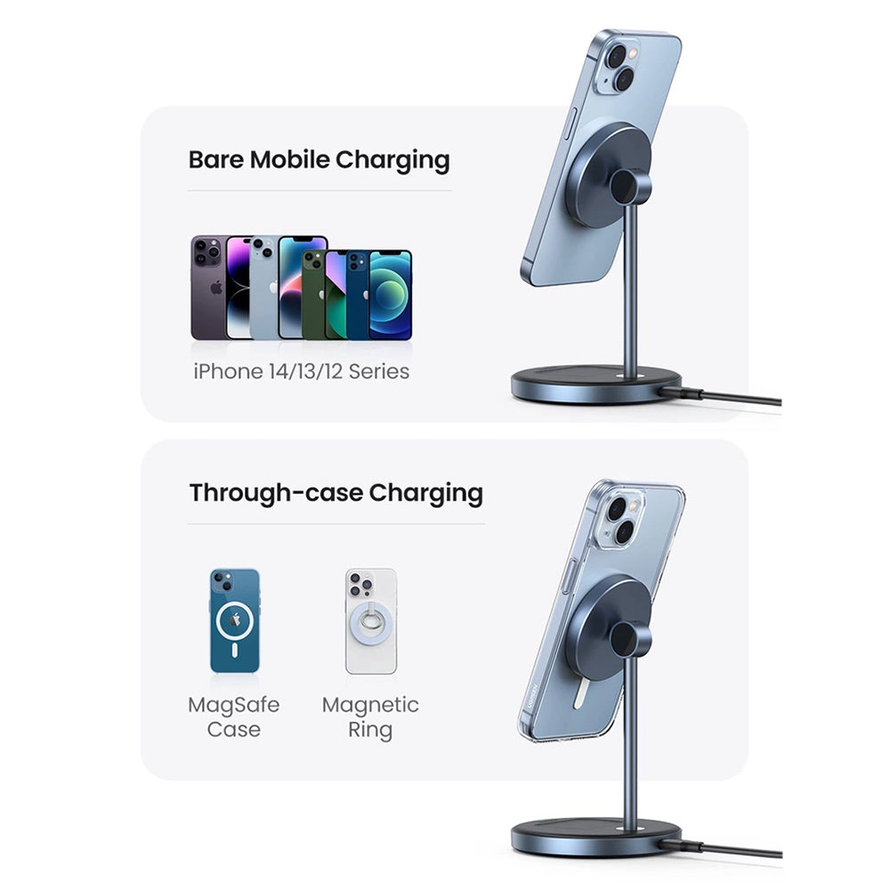 Ugreen - Wireless Charging Station CD317 (90668) - 2in1, for iPhone and Airpods, Type-C, N52 Magnet, Qi, 20W - Black